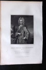 Lodge 1835 Antique Portrait Print. Charles Mordaunt, Earl of Peterborough