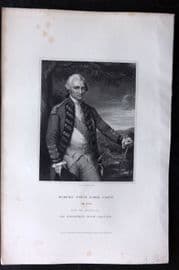 Lodge 1835 Antique Portrait Print. Robert, First Lord Clive