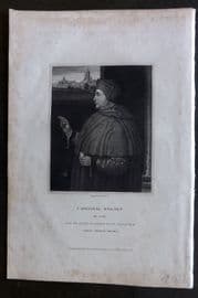 Lodge C1830 Antique Portrait Print. Cardinal Wolsey