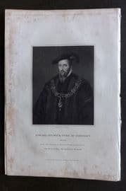 Lodge C1830 Antique Portrait Print. Edward Seymour, Duke of Somerset