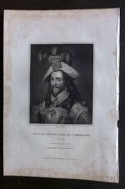 Lodge C1830 Antique Portrait Print. George Clifford, Earl of Cumberland