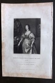 Lodge C1830 Antique Portrait Print. Henrietta Maria, Queen of Charles I