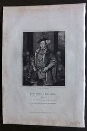 Lodge C1830 Antique Portrait Print. King Edward VI