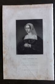 Lodge C1830 Antique Portrait Print. Queen Catherine Par