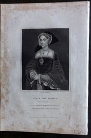 Lodge C1830 Antique Portrait Print. Queen Jane Seymour