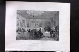 London Interiors 1844 Antique Print. Barber Surgeon's Hall