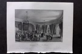London Interiors 1844 Antique Print. Buckingham Palace. The Library