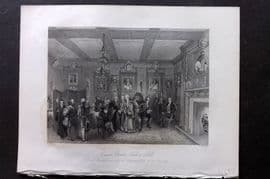 London Interiors 1844 Antique Print. Council Chamber. Vintner's Hall