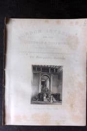 London Interiors 1844 Antique Print. Entrance to the National Gallery. Title Page