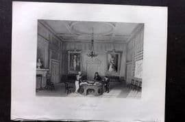 London Interiors 1844 Antique Print. Horse Guards. Commander in Chiefs Levee