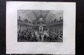 London Interiors 1844 Antique Print. House of Commons