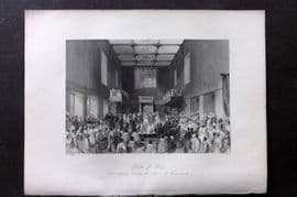 London Interiors 1844 Antique Print. House of Lords