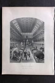 London Interiors 1844 Antique Print. Hunterian Museum. Royal College of Surgeons