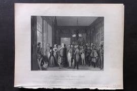 London Interiors 1844 Antique Print. St. James Palace. The Audience Chamber