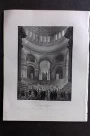 London Interiors 1844 Antique Print. St. Paul's Cathedral