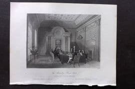 London Interiors 1844 Antique Print. The Admiralty - Board Room
