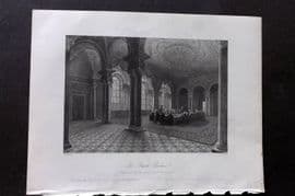 London Interiors 1844 Antique Print. The Bank Parlour