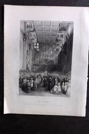 London Interiors 1844 Antique Print. The Guildhall. Installation of the Lord Mayor