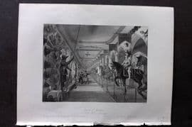 London Interiors 1844 Antique Print. Tower of London. Great Horse Armoury