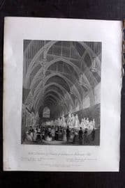London Interiors 1844 Exhibition of Frescoes & Sculptures. Westminster Abbey