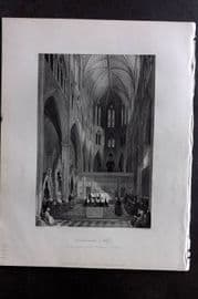 London Interiors 1844 Print. Westminster Abbey. Consecration of Col. Bishops