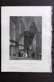 London Interiors 1844 Print. Westminster Abbey. Edward the Confessors Room