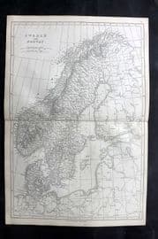 Lowry 1852 Antique Map. Sweden and Norway