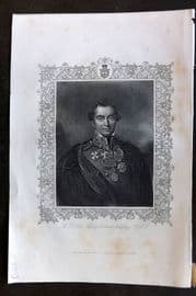 Lt. Williams 1857 Antique Portrait Print. Henry Viscount Hardinge