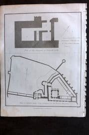 Lysons 1816 Antique Map. Naworth Castle & Plan of Carlisle Castle, Cumbria