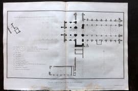 Lysons 1816 Antique Map. Plan of Carlisle Cathedral, Cumbria