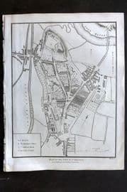 Lysons 1816 Antique Map. Plan of the City of Carlise, Cumbria