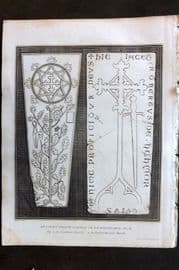 Lysons 1816 Antique Print. Ancient Grave-Stones in Cumberland Cumbria 02