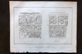Lysons 1816 Antique Print. Bridekirk Font, Cumberland Cumbria