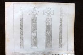 Lysons 1816 Antique Print. Cross in Irton Church Yard, Cumbria