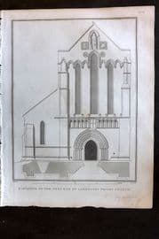 Lysons 1816 Antique Print. Elevation of the West End of Lanercost Priory Church