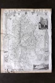 Moule C1840 Antique British County Map. Bedfordshire