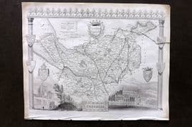Moule C1840 Antique British County Map. Cheshire