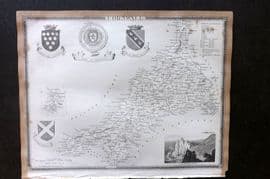 Moule C1840 Antique British County Map. Cornwall