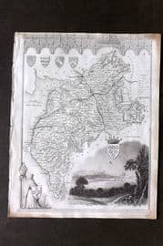 Moule C1840 Antique British County Map. Cumberland