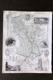 Moule C1840 Antique British County Map. Derbyshire