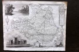 Moule C1840 Antique British County Map. Durham