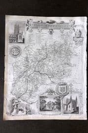 Moule C1840 Antique British County Map. Gloucetershire