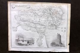 Moule C1840 Antique British County Map. Isle of Thanet