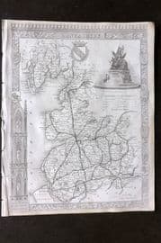 Moule C1840 Antique British County Map. Lancashire