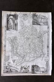 Moule C1840 Antique British County Map. Monmouthshire Wales