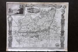 Moule C1840 Antique British County Map. Surrey