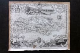 Moule C1840 Antique British County Map. Sussex