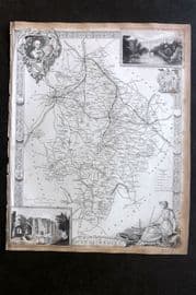 Moule C1840 Antique British County Map. Warwickshire