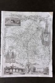 Moule C1840 Antique British County Map. Worcestershire