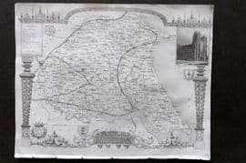 Moule C1840 Antique British County Map. Yorkshire East Riding